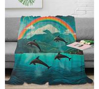 RUASVENNS Dolphin Blanket Bedding Throw 3D Printed Lightweight Fluffy Gifts Soft Cozy Plush for Holiday Bed Couch for Boys Girls All Season Couch Sofa 40x50inch(100x130cm)