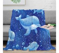 RUASVENNS Dolphin Blanket Bedding Throw 3D Printed Lightweight Fluffy Soft Cozy Gifts Plush for Holiday Bed Couch for Boys Girls All Season Couch Sofa 40x50inch(100x130cm)