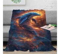 RUASVENNS Dolphin Throw 3D Printed Bedding Blanket Lightweight Fluffy Plush Gifts Soft Cozy for Holiday Bed Couch for Boys Girls All Season Couch Sofa 40x50inch(100x130cm)