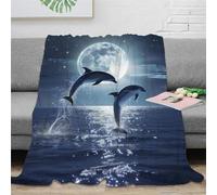 RUASVENNS Dolphin Throw 3D Printed Bedding Blanket Plush Soft Cozy Gifts Lightweight Fluffy for Holiday Bed Couch for Boys Girls All Season Couch Sofa 50x60inch(127x152cm)