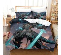 RUASVENNS Dragon Warrior Comforter Covers 3D Print Duvet Cover for Boys Girls Quilt Cover Bedding Set with Zipper Closure with Pillow Cases Soft Microfiber 3 Pieces King(220x240cm)