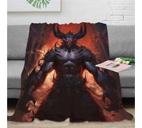 RUASVENNS Hell Lord Bedding Throw Blanket 3D Printed Demon Plush Soft Cozy Gifts Lightweight Fluffy for Holiday Bed Couch for Boys Girls All Season Couch Sofa 50x60inch(127x152cm)