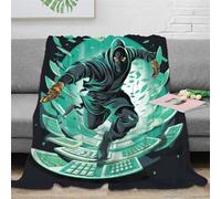 RUASVENNS Ninja Blanket 3D Printed Assassin Bedding Throw Lightweight Fluffy Gifts Plush Soft Cozy for Bed And Couch for Boys Girls All Season Couch Sofa 70x80inch(180x200cm)