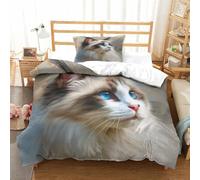 RUASVENNS Painted Cat 3D Printed Comforter Covers Quilt Cover Duvet Cover for Boys Girls Soft Microfiber Bedding Set with Pillow Cases with Zipper Closure 2 Pieces Single(135x200cm)