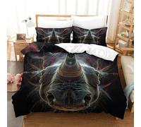 RUASVENNS Rhino Quilt Cover Duvet Cover for Teens And Adults 3D Print Comforter Covers with Pillow Cases Soft Microfiber with Zipper Closure Bedding Set 3 Pieces Double（200x200cm）