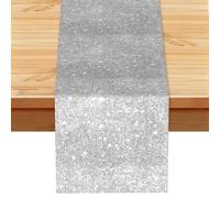 Ruauru Light Silver Glitter, Table Runner, Imitation Linen Table Runner For Home Party Dining Room 33x183 cm