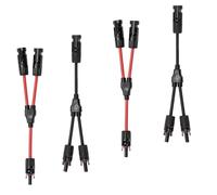 Ruayia 2 Pairs of Solar Y Cable 4 mm², Solar Cable Y Distributor, Waterproof Y Splitter, Plug Solar Pair, Solar Panel Plug, Solar Connection Y-Branch Parallel Adapter - 2 Red + 2 Black