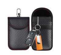 Ruayia 2 PCS Black Faraday Pouch,Car Key Signal Blocking Bag,Prevent Keyless Car Theft, Jammer Signal Blocker,Key Fob Protection Pouches with Metal Clip - Small