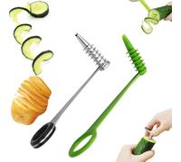 Ruayia 2Pcs Spiral Cutter Kit,Stainless Steel & Plastic Spiralizer Knife,Manual Vegetable Cutter Kitchen Creative Slicer, Use for Potatoes Cucumbers,Carrots and Potatoes,Quick & Easy Operations