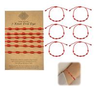 Ruayia 6PCS Red String Bracelets,7 Knot Cord Protection Bracelet for Women, Adjustable Red Cord Talisman, Good Luck Bracelets for Girls Women Boys and Good Luck Mother's Day Gift