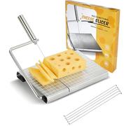 Ruayia Cheese Slicer,Adjustable Stainless Steel Cheese Slicers,5 Replaceable Wire Slicer with Board and Measuring Grids,Essential Kitchen Gadget Tool,Multipurpose for Butter,Ham,Sausage