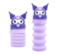 Ruayia Kawaii Soft Silicone Pencil Case, 2-in-1 Design, Foldable & Space-saving, Cute Cartoon Pencil Case for School & Travel, Cute Gift for Girls & Boys - Purple