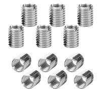 Ruayia Pack of 12 Threaded Insert M10 x M6 x 15 mm, Threaded Sleeve Stainless Steel Screw Nut Thread Adapter Set Fasteners Thread Adapter Thread Reducing Nut for Furniture Projects Automobiles