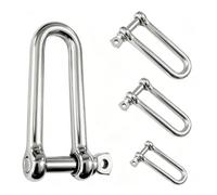 Ruayia Pack of 4 M10 Stainless Steel Shackles Straight Long Shape, 304 Long D Ring Shackle Lock Straight with Eye Bolts Diameter 10 mm for Rigging Steel Cable Cords Chains - 0.8 t Load Capacity