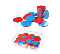 Ruayia Reversible Plates, Red, Blue, Plastic, Pack of 50, Calculation Plates, Primary School with Plastic Boxes, Maths Calculation Aid, Reversible Plates, Counting Chips for Calculation Tasks