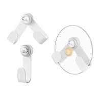 Ruayia Rotating Pot Lid Holder, Adjustable Wall Hook with Suction Cup, Chopping Board Holder, Kitchen Storage Holder, Multifunctional Hook, White