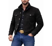RUAZUA Men's TV Series Old West Style Cotton Jacket : Stylish Black Cowboy Jacket : Western Style Cowboy Jacket With Logo