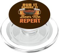 Rub It Smoke It Beer Me Repeat BBQ Funny Barbecue PopSockets PopGrip for MagSafe