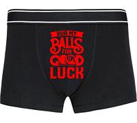 Rub My Balls For Good Luck Funny Valentine's Day boxer Funny Underwear For Men (Black, M)