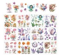 Rub On Transfers for Crafts - 12 Sheets Flower Fairy Theme Transfers Stickers Fairy Flowers Butterfly Decals Stickers for for Home Window Furniture Wood DIY Craft Wood Photo Albums Office Decor