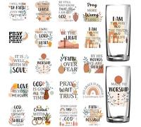 Rub on Transfers for Crafts - 20 Sheets Boho Christian Bible Verse Flower UV DTF Cup Wraps Waterproof Transfers Decals for 16 oz for Glass Cups Furniture Craft Wood DIY Crafts Christian Gifts