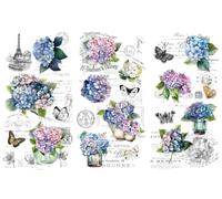 Rub on Transfers for Crafts and Furniture | 3 Design Sheets 6”x 12” | Home Decor Transfers | Furniture and Craft Decals | by Thymeless Designs (Blooming Hydrangeas)