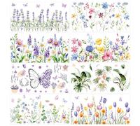 Rub on Transfers for Crafts Furniture, 8PCS Flower & Butterfly Rub on Transfer Stickers Decals, DIY Home Decor Crafts with Vibrant Colors, Wood Glass Home Decor