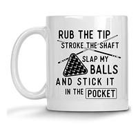 Rub The Tip, Slap My Balls Pool Funny Billiards Ceramic Drinkware Durable Tea Cup Cute Mug for Office Cocoa Café 330Ml