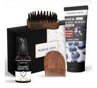 Rubab Men 4-in-1 Beard Kit for Men| Advance Beard Oil, Face & Beard Wash, Brush & Wooden Comb for Men