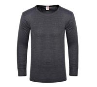 RUBAB Mens Thermal Underwear Vests Long Sleeve Tops Thermal T-Shirt Warm Underlayer Winter Thermals Base Layer Clothing Men Vest Top Size S-2XL (Medium Grey)