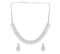 Rubans American Diamond and Elegant Zirconia Chain Necklace Set Gift for Women and Girls, One Size, Brass, Cubic Zirconia