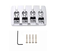 Rubatone 4 string Fixed Saddle Bass Bridge Tailpiece Top Load with Screws for Electric Jazz Bass P Bass Parts Chrome.