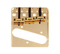 Rubatone Guitar Bridge Tailpiece 3 Pcs Brass Saddles Bridge Top or Bottom Load Ashtray Style for Vintage Tele Telecaster Style Electric Guitar Parts Gold.