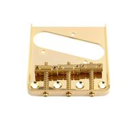 Rubatone Guitar Bridge Tailpiece Brass Saddles Bridge Top or Bottom Load Ashtray Style for Vintage Tele Telecaster Style Electric Guitar Parts Accessories Gold.