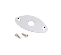 Rubatone Guitar Jack Socket Plate Curved Oval Football Style Output Jack Plate Compatible with Les Paul Ibanez Jackson Guitar or Bass with Mounting Screws Chrome.