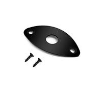 Rubatone Guitar Jack Socket Plate Curved Oval Football Style Output Jack Plate Compatible with Les Paul Ibanez Jackson Guitar or Bass with Mounting Screws Black.