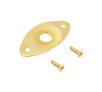Rubatone Guitar Jack Socket Plate Curved Recessed Oval Football Style Output Jack Plate Compatible with Les Paul Ibanez Jackson Guitar or Bass Parts with Screws Gold.