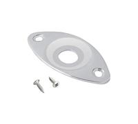 Rubatone Guitar Jack Socket Plate Curved Recessed Oval Football Style Output Jack Plate Compatible with Les Paul Ibanez Jackson Guitar or Bass Parts with Screws Chrome.