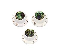 Rubatone Guitar Knobs Abalone Top Speed Control Knobs 6mm Shaft Pots Volume Tone Knobs Compatiable with Strat Stratocaster Electric Guitar Set of 3Pcs White.