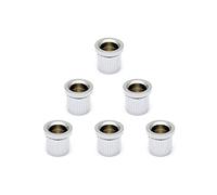 Rubatone Guitar String Ferrules String Through Body Rear Mount Bushings String Caps for Fender Strat Tele Style Electric Guitar Chrome Set of 6Pcs.