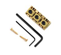 Rubatone Guitar String Locking Nut for Floyd Rose Style Adjustable Height Locking Guitar Nut Tremolo Bridge Nuts with Mounting Screw Shims and Wrench Guitar Parts Accessories Gold.
