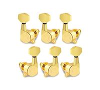 Rubatone Locking Guitar String Tuning Pegs Sealed Guitar Machine Heads Tuners Tuning Keys 3 Left 3 Right for Electric Guitar or Acoustic Guitar Gold.