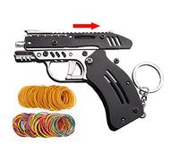 Rubber Band Gun New Generation Upgrade Mini Metal Foldable Toy Gun Keychain Foldable Handmade Toy Decor for Adults Kids