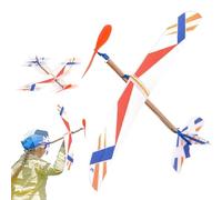 Rubber Band Powered Glider - Aerodynamic 18.5x12in Balsa Wood, Elastic Propelled Aircraft, Propeller, Manual Launching Airship with Reinforced Fuselage | Wind Current Navigation Physics