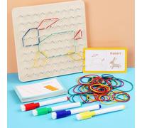 Rubber Band Template Game, Wooden Geoboard Montessori Toys, 30 Double-sided Cards, Improves Children's Observation Skills, Cultivates Attention, Strengthens Memory, and Expands Thinking Skills