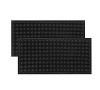Rubber Bar Service Mats, Black Non Slip Beer Whiskey Glass Coffee Bars Mats Coasters, for Kitchen, Restaurants, Bars, Counter - 12" x 6"/2 Pcs