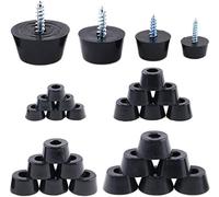 Rubber Black Feet Bumpers Pads with Matching Screws with Built in Stainless Steel Washer Anti-Slip Furniture Pads for Cabinet Desk Tables Couches, 4-Size