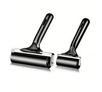 Rubber Brayer Roller for Flooring Installation，Glue Roller for Boat Flooring Install ，Inks ，Printmaking，Vinyl ，Non-Slip Tape ，Stamping Tools，Fine Art Prints ，Glue Application (4inch + 2.5inch) Black