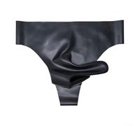 Rubber Briefs for Men with Elephant Nose Detail Latex Foam Construction See-Through Underwear for Nightwear Scenarios (L Black)