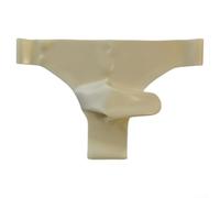 Rubber Briefs for Men with Elephant Nose Detail Latex Foam Construction See-Through Underwear for Nightwear Scenarios (L White)